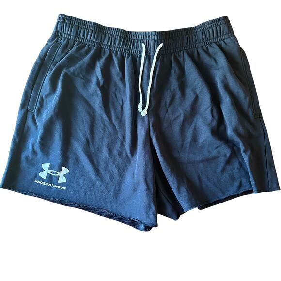NWT Under Armour Rival Terry Men’s XL Black Athletic Short 6inch inseam pockets - Picture 1 of 9